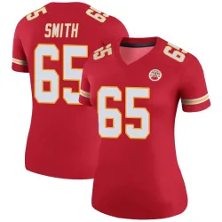 Kansas City Chiefs Women's Legend Red Color Rush Jersey (65 Trey Smith)