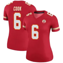 Kansas City Chiefs Women's Legend Red Color Rush Jersey (6 Bryan Cook)