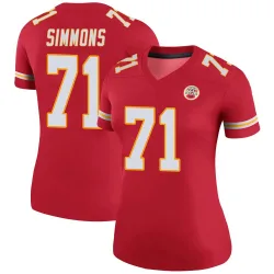 Kansas City Chiefs Women's Legend Red Color Rush Jersey (71 Josh Simmons)