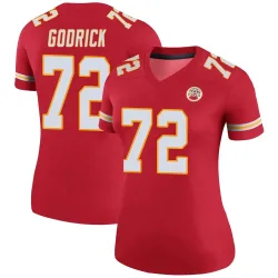 Kansas City Chiefs Women's Legend Red Color Rush Jersey (72 Chukwuebuka Godrick)