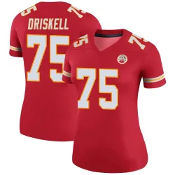 Kansas City Chiefs Women's Legend Red Color Rush Jersey (75 Ethan Driskell)