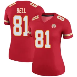 Kansas City Chiefs Women's Legend Red Color Rush Jersey (81 Blake Bell)