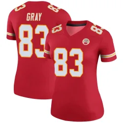 Kansas City Chiefs Women's Legend Red Color Rush Jersey (83 Noah Gray)