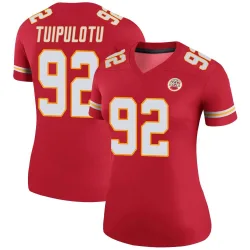 Kansas City Chiefs Women's Legend Red Color Rush Jersey (92 Marlon Tuipulotu)