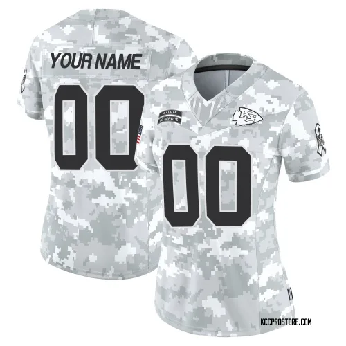 Kansas City Chiefs Women's Limited Arctic Camo 2024 Salute to Service Jersey (00 Custom)