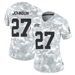 Kansas City Chiefs Women's Limited Arctic Camo 2024 Salute to Service Jersey (27 Larry Johnson)