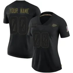 Kansas City Chiefs Women's Limited Black 2020 Salute To Service Jersey (00 Custom)