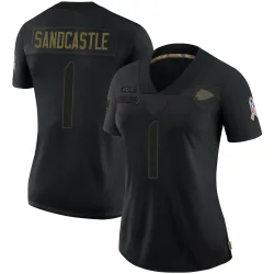 Kansas City Chiefs Women's Limited Black 2020 Salute To Service Jersey (1 Leon Sandcastle)