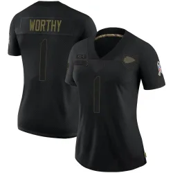 Kansas City Chiefs Women's Limited Black 2020 Salute To Service Jersey (1 Xavier Worthy)
