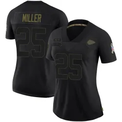 Kansas City Chiefs Women's Limited Black 2020 Salute To Service Jersey (25 Glendon Miller)