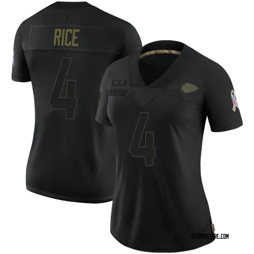 Kansas City Chiefs Women's Limited Black 2020 Salute To Service Jersey (4 Rashee Rice)
