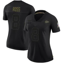 Kansas City Chiefs Women's Limited Black 2020 Salute To Service Jersey (8 Justyn Ross)