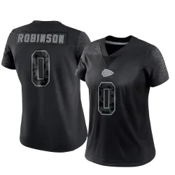 Kansas City Chiefs Women's Limited Black Reflective Jersey (0 Janarius Robinson)