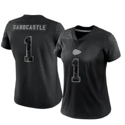 Kansas City Chiefs Women's Limited Black Reflective Jersey (1 Leon Sandcastle)