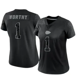 Kansas City Chiefs Women's Limited Black Reflective Jersey (1 Xavier Worthy)