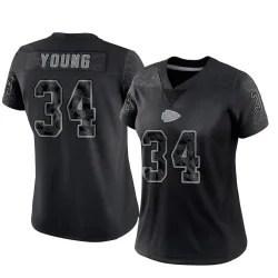 Kansas City Chiefs Women's Limited Black Reflective Jersey (34 Elijah Young)