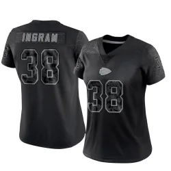 Kansas City Chiefs Women's Limited Black Reflective Jersey (38 Keaontay Ingram)