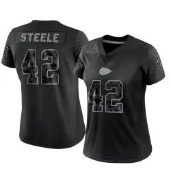 Kansas City Chiefs Women's Limited Black Reflective Jersey (42 Carson Steele)