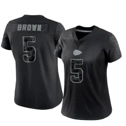 Kansas City Chiefs Women's Limited Black Reflective Jersey (5 Hollywood Brown)