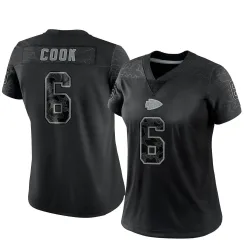 Kansas City Chiefs Women's Limited Black Reflective Jersey (6 Kenny Cook)