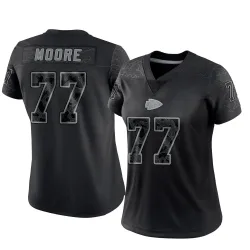Kansas City Chiefs Women's Limited Black Reflective Jersey (77 Jaylon Moore)