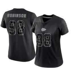 Kansas City Chiefs Women's Limited Black Reflective Jersey (98 Janarius Robinson)