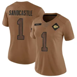 Kansas City Chiefs Women's Limited Brown 2023 Salute To Service Jersey (1 Leon Sandcastle)