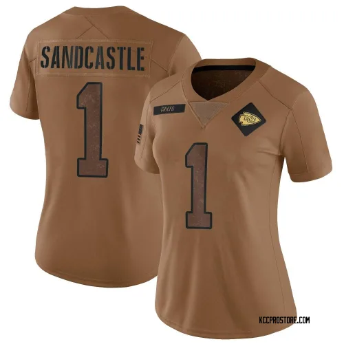 Kansas City Chiefs Women's Limited Brown 2023 Salute To Service Jersey (1 Leon Sandcastle)