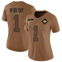 Kansas City Chiefs Women's Limited Brown 2023 Salute To Service Jersey (1 Xavier Worthy)