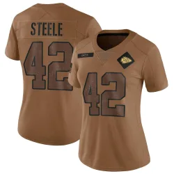 Kansas City Chiefs Women's Limited Brown 2023 Salute To Service Jersey (42 Carson Steele)