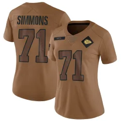 Kansas City Chiefs Women's Limited Brown 2023 Salute To Service Jersey (71 Josh Simmons)