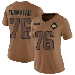Kansas City Chiefs Women's Limited Brown 2023 Salute To Service Jersey (76 Kingsley Suamataia)
