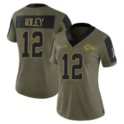 Kansas City Chiefs Women's Limited Olive 2021 Salute To Service Jersey (12 Jared Wiley)