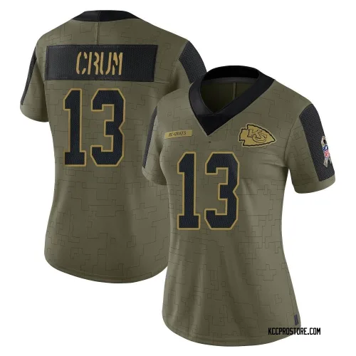 Kansas City Chiefs Women's Limited Olive 2021 Salute To Service Jersey (13 Dustin Crum)
