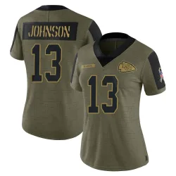 Kansas City Chiefs Women's Limited Olive 2021 Salute To Service Jersey (13 Nazeeh Johnson)