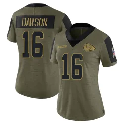 Kansas City Chiefs Women's Limited Olive 2021 Salute To Service Jersey (16 Len Dawson)