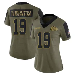 Kansas City Chiefs Women's Limited Olive 2021 Salute To Service Jersey (19 Tyquan Thornton)
