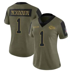 Kansas City Chiefs Women's Limited Olive 2021 Salute To Service Jersey (1 Jerick McKinnon)
