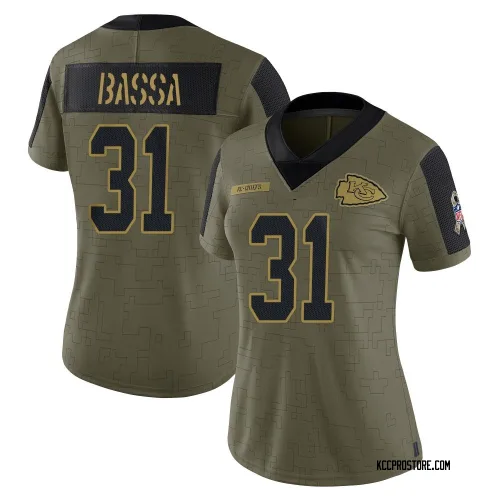 Kansas City Chiefs Women's Limited Olive 2021 Salute To Service Jersey (31 Jeffrey Bassa)