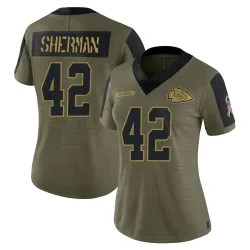 Kansas City Chiefs Women's Limited Olive 2021 Salute To Service Jersey (42 Anthony Sherman)