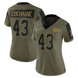 Kansas City Chiefs Women's Limited Olive 2021 Salute To Service Jersey (43 Jack Cochrane)