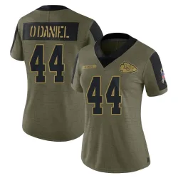 Kansas City Chiefs Women's Limited Olive 2021 Salute To Service Jersey (44 Dorian O'Daniel)