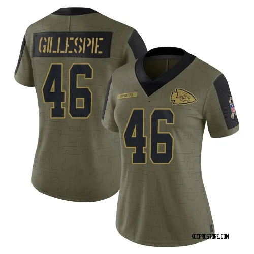 Kansas City Chiefs Women's Limited Olive 2021 Salute To Service Jersey (46 Tyree Gillespie)