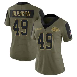 Kansas City Chiefs Women's Limited Olive 2021 Salute To Service Jersey (49 Matt Bushman)