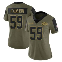 Kansas City Chiefs Women's Limited Olive 2021 Salute To Service Jersey (59 Joshua Kaindoh)