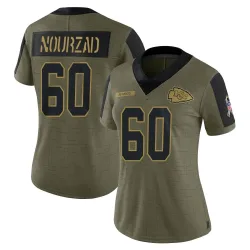 Kansas City Chiefs Women's Limited Olive 2021 Salute To Service Jersey (60 Hunter Nourzad)