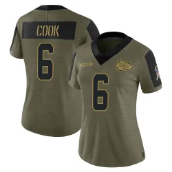 Kansas City Chiefs Women's Limited Olive 2021 Salute To Service Jersey (6 Bryan Cook)
