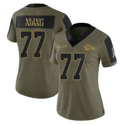 Kansas City Chiefs Women's Limited Olive 2021 Salute To Service Jersey (77 Lucas Niang)