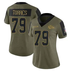 Kansas City Chiefs Women's Limited Olive 2021 Salute To Service Jersey (79 Nick Torres)