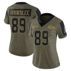 Kansas City Chiefs Women's Limited Olive 2021 Salute To Service Jersey (89 Jason Brownlee)